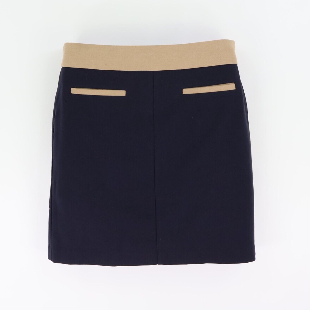 Worthington Lined Skirt Straight Knee Length Womens Size‎ 8 Navy Blue Brown Zip